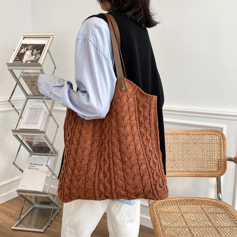 Evening Bags Vintage Shoulder Bag Women Winter Knitted Solid Color Underarm Large Capacity Purse Handbag Supplies, Coffee
Evening Bags Vintage Shoulder Bag Women Winter Knitted Solid Color Underarm Large Capacity Purse Handbag Supplies, Coffee