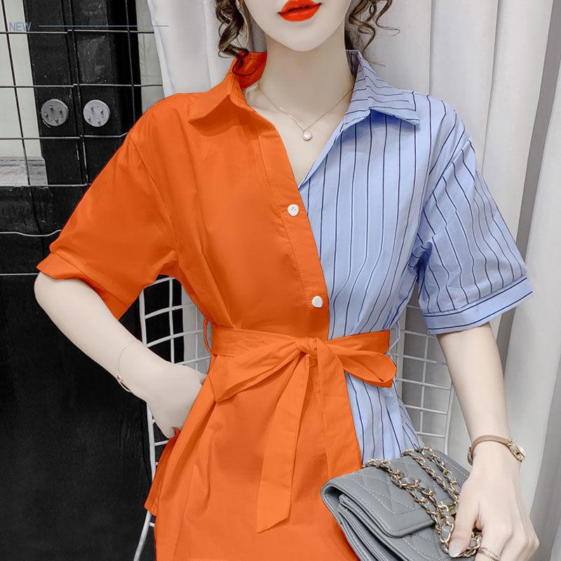 Women' Blouses & Shirts Asymmetrica Blue Chiffon Tunic Summer For Women Striped Elegant Chic Casual Short Sleeve Blouse Woman Collection 20, Orange
Women' Blouses & Shirts Asymmetrica Blue Chiffon Tunic Summer For Women Striped Elegant Chic Casual Short Sleeve Blouse Woman Collection 20, Orange