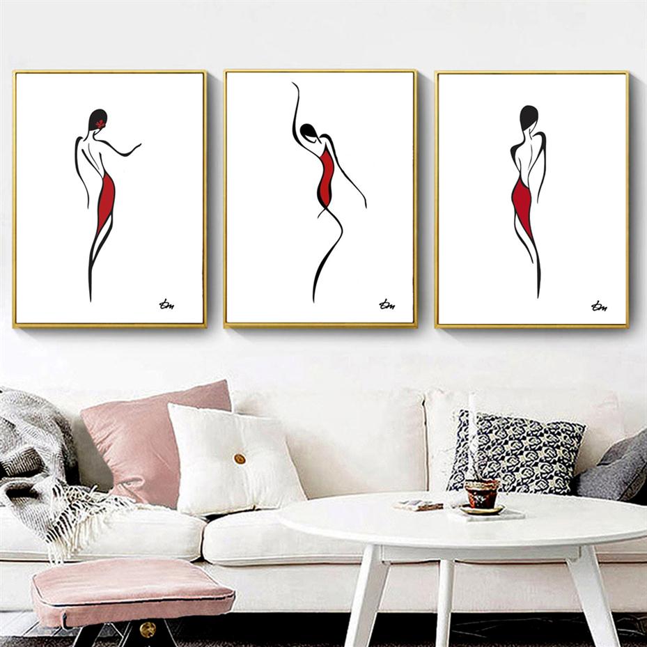 Modern Abstract Dancing Women Wall Art Canvas Painting Black-White-Red Line Drawing Art Painting Nordic Minimalist Wall Poster 3p239J
Modern Abstract Dancing Women Wall Art Canvas Painting Black-White-Red Line Drawing Art Painting Nordic Minimalist Wall Poster 3p239J