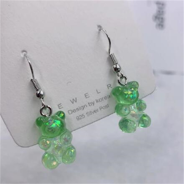 Simple Cute Colorful Acrylic Animal Bear Dangle Earrings for Girls Women Children Birthday Gift Lovely Jewelry GC1026