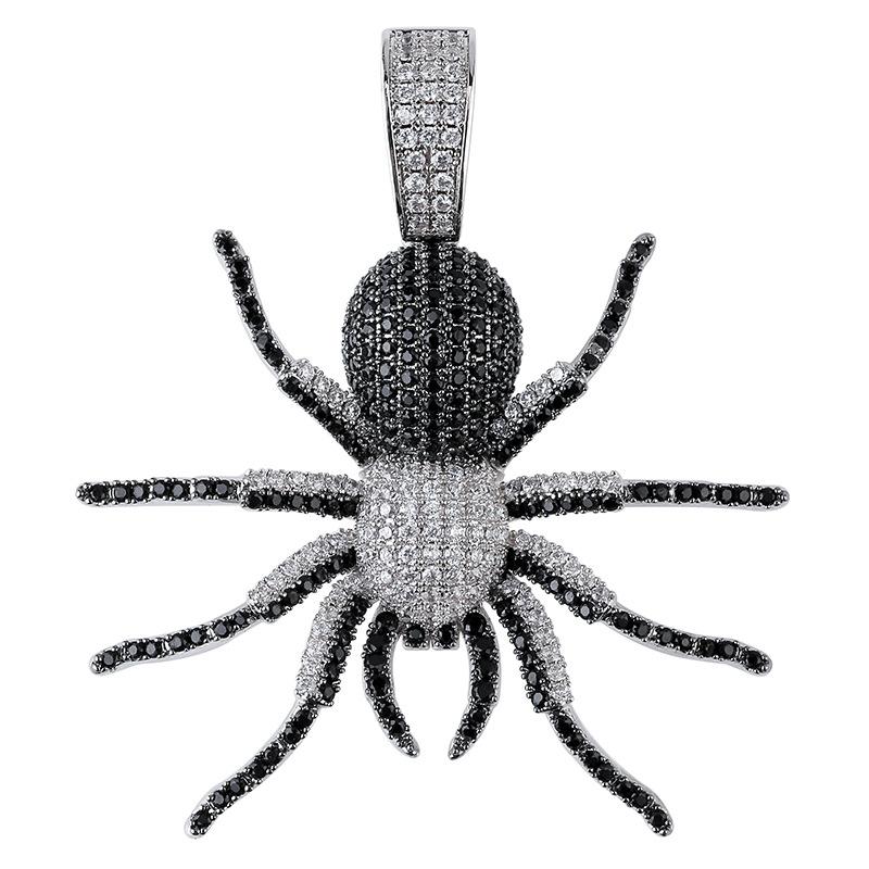Pendant Necklaces Hip Hop Micro Paved Cubic Moissanite Bg Iced Out Black Spider Pendants Necklace For Men Rapper Jewelry Gold ColorPendant