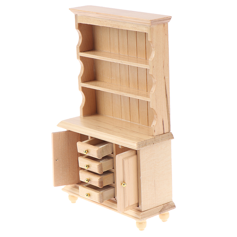 Miniature Wooden Chinese Classical Wardrobe Mini Cabinet Bedroom Furniture Kits Home Living For 1 12 Scale Dollhouse 220725