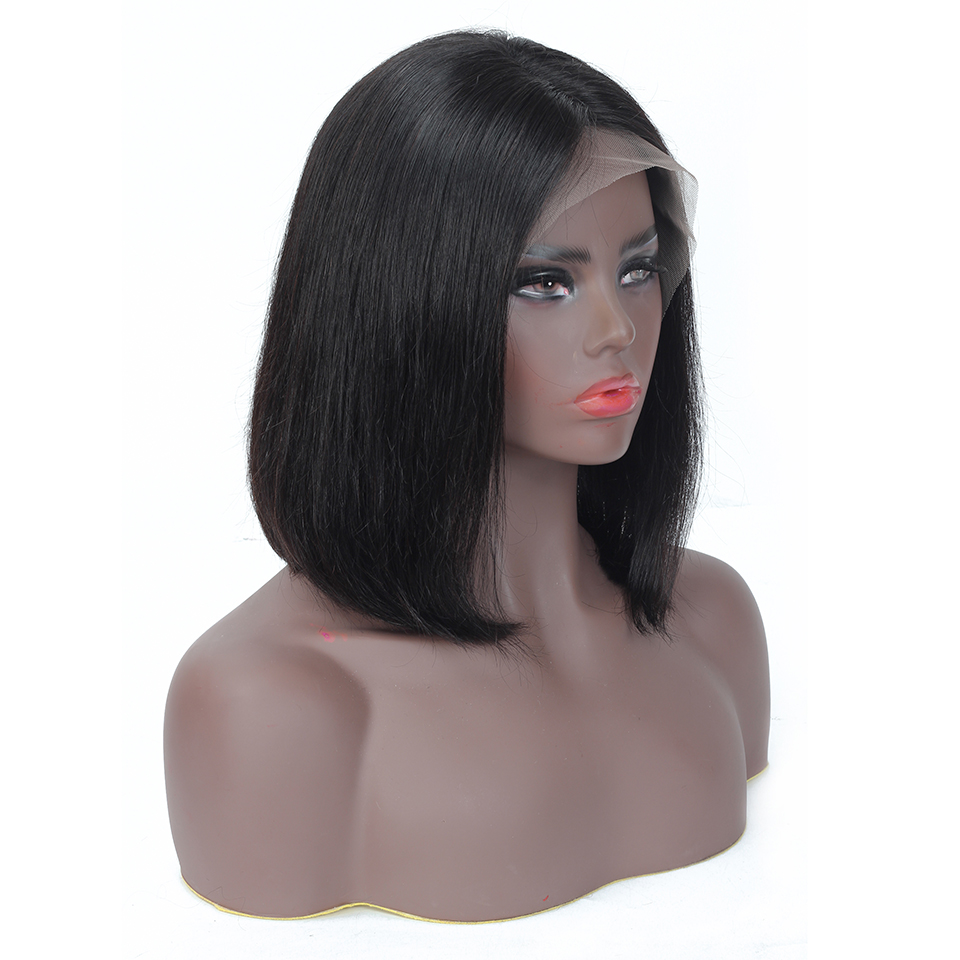 13X4 Wig Short Lace Front Human Hair Unprocessed Peruvian Straight Bob Wigs 8-16Inch