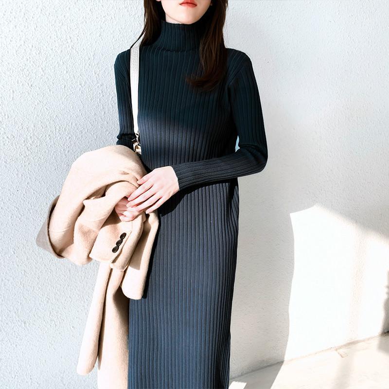 Casual Dresses Tonglord 2022 Autumn Sweater Dress High Collar Long Straight Knitted Slim Elastic Women Solid Vestidos, Black
Casual Dresses Tonglord 2022 Autumn Sweater Dress High Collar Long Straight Knitted Slim Elastic Women Solid Vestidos, Black