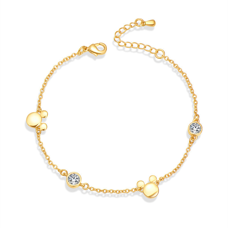 Copper Chain Mouse Charm Bracelets for Women Rose Gold New Style Girl Fashion Crystal Zircon Bracelet Jewelry Gift