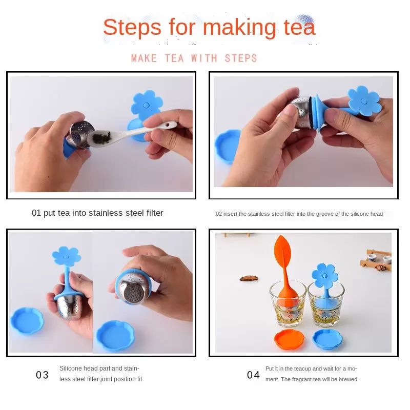 Thickened flower tree leaf silica gel tea filter creative ball drain silica gel maker high temperature resistan