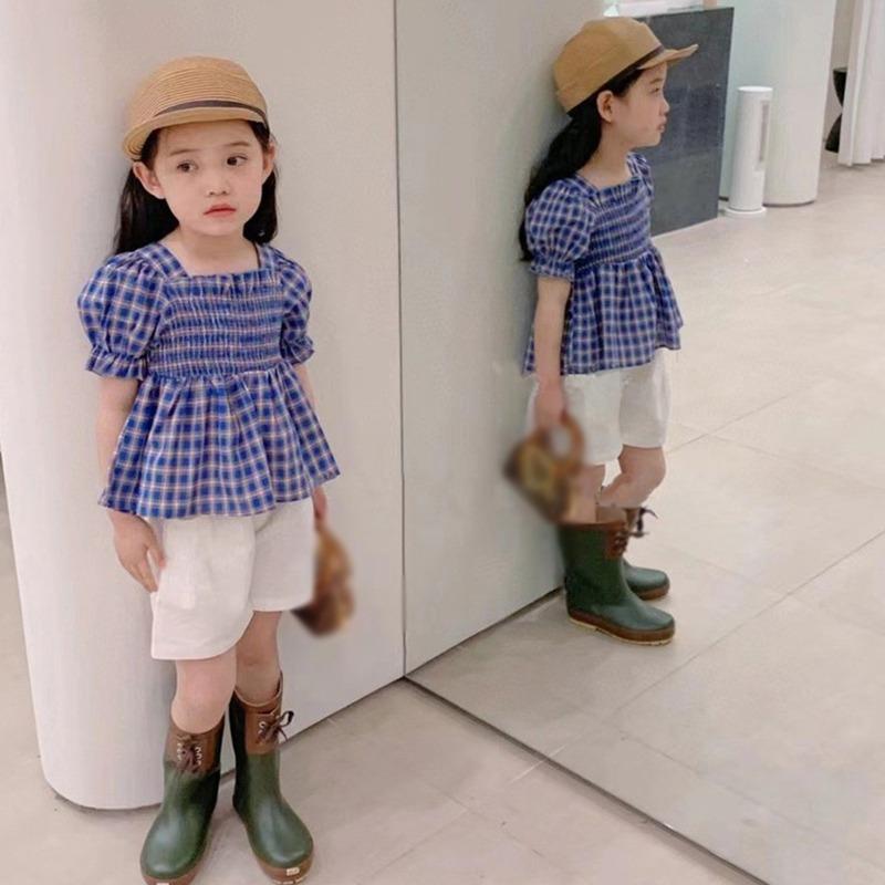Clothing Sets Top And Shorts Kids Short Puff Sleeve Plaid Print Tops With Korean Style Solid Summer Fashion Girls SetsClothing, Blue
Clothing Sets Top And Shorts Kids Short Puff Sleeve Plaid Print Tops With Korean Style Solid Summer Fashion Girls SetsClothing, Blue