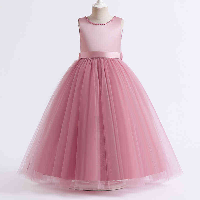 5-14 Years Girls Princess Dress Girl Ceremony Long Prom Pink Kids Evening Party Vestidos Flower Girls Wedding Party Pageant Gown Y220510