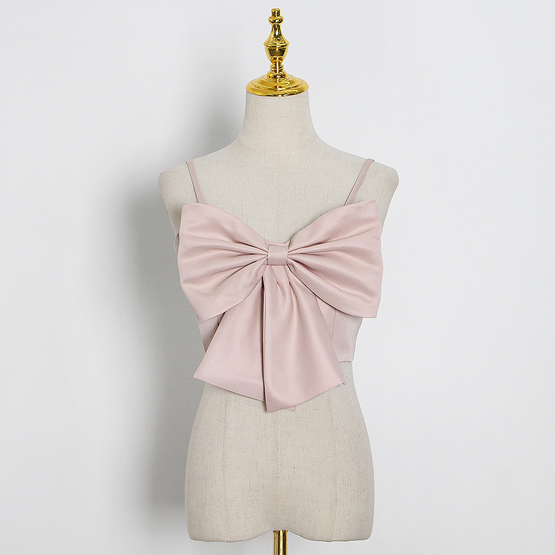 GALCAUR Sexy Patchwork Bowknot Vest Female Square Collar Camis Sleeveless Slim Irregular Short Vests Women Summer Fashion 220316