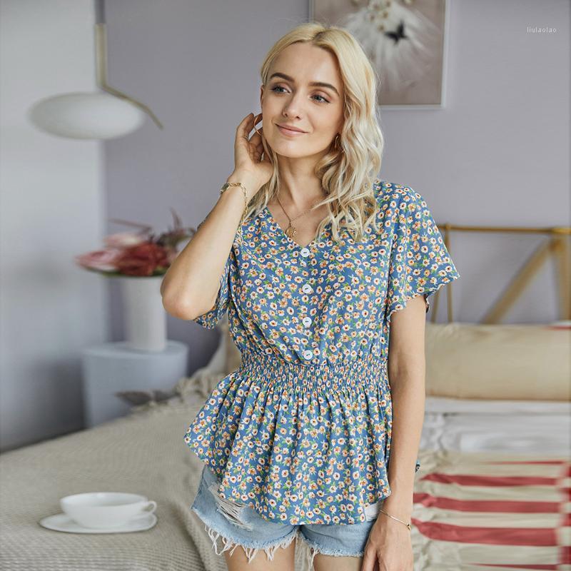 Women's Blouses & Shirts Women Casual Summer Floral Print Button Slim Pullovers Blouse Shirt Short Sleeve V Neck Ruffles Tops, Blue
Women's Blouses & Shirts Women Casual Summer Floral Print Button Slim Pullovers Blouse Shirt Short Sleeve V Neck Ruffles Tops, Blue
