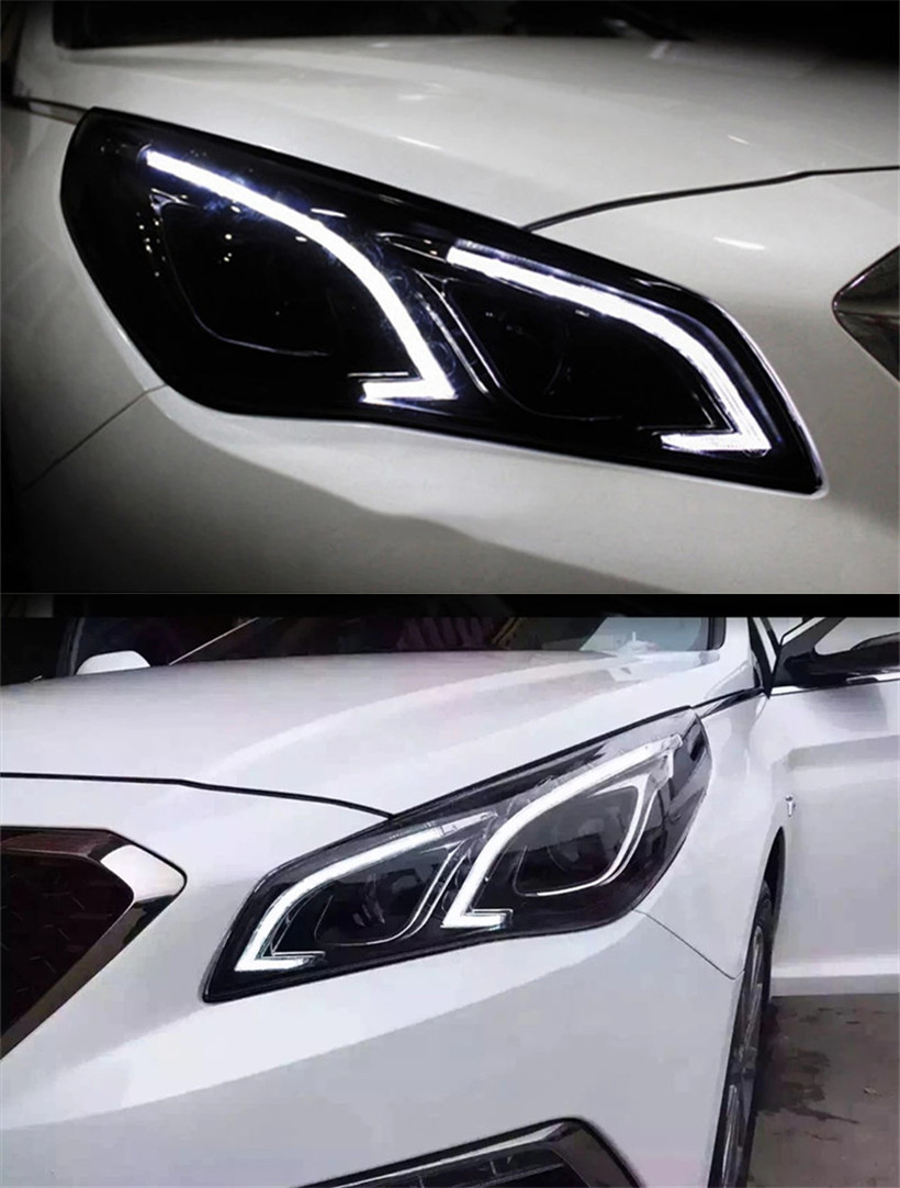 Auto Head Lights For Sonata 9 LED Headlight 20 15-17 Hyundai DRL Turn Signal High Beam Angel Eye LED Daytime Light