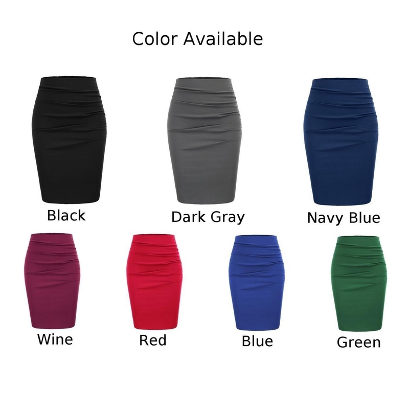 ladie ruched skirt Vintage office work business Solid Color pleated Front Hips-wrapped skirts Bodycon Pencil Skirt faldas 220322