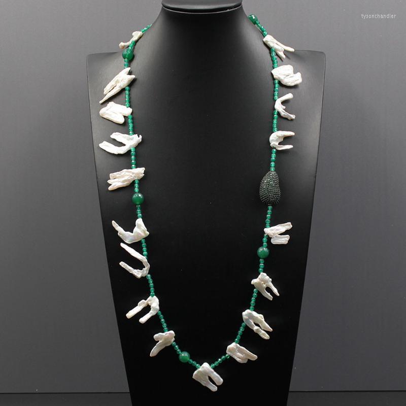 Pendant Necklaces Jewelry Cultured Freshwater White Pearl Freeform Keshi Green Agate CZ Beads Long Necklace 29" Handmade For WomenPenda
Pendant Necklaces Jewelry Cultured Freshwater White Pearl Freeform Keshi Green Agate CZ Beads Long Necklace 29" Handmade For WomenPenda