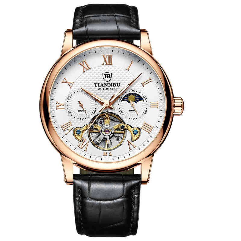 Luxury Mens Designer Watches Tiannbu Tianbo Sun Moon Star Mechanical Watch Luminous Waterproof Automatic Men's Multifunctional Fashion, Rose gold and white flour
Luxury Mens Designer Watches Tiannbu Tianbo Sun Moon Star Mechanical Watch Luminous Waterproof Automatic Men's Multifunctional Fashion, Rose gold and white flour