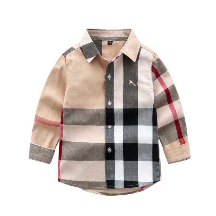 Baby Boys Plaid Shirt Kids Long Sleeve Shirts Spring Autumn Children Turn-Down Collar Tops Cotton Child Shirt Clothing 2-7 Years