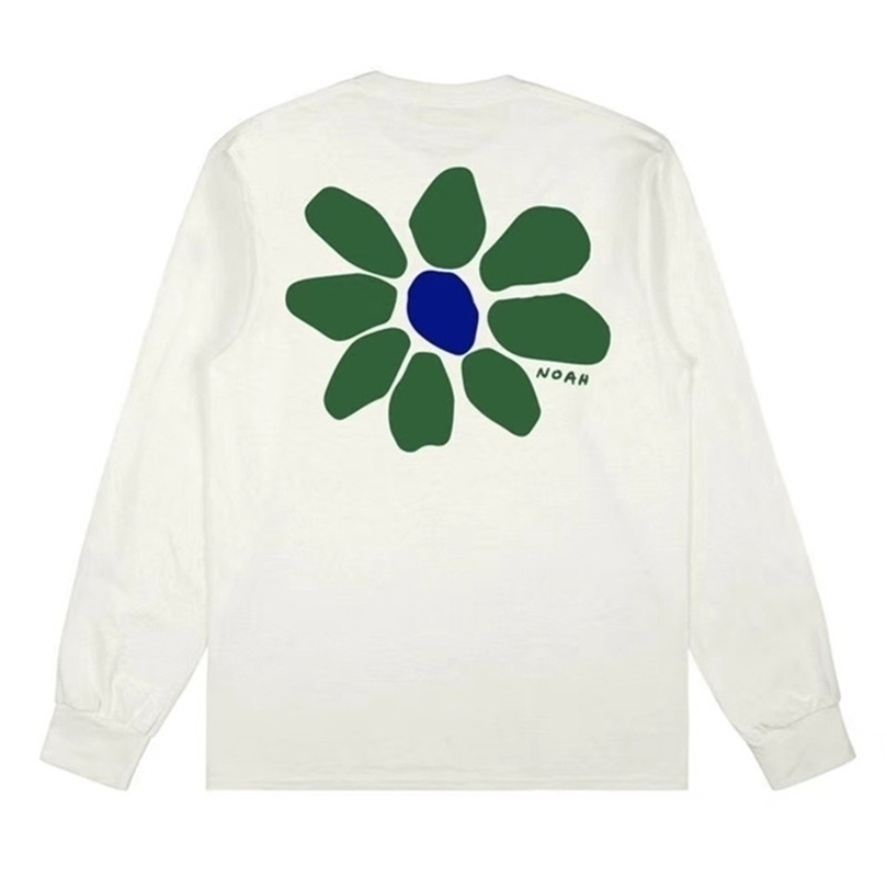 Autumn Winter NOAH CORE Bloom T Shirt Men Women Cotton Casual Long Sleeve Flower Print Solid Color T-shirts 210420