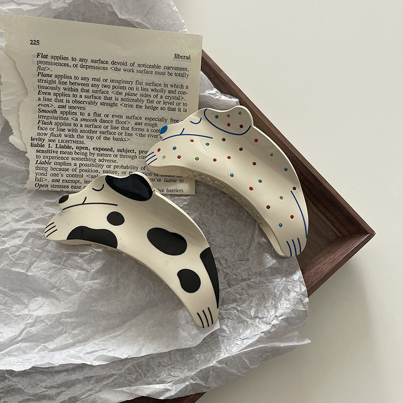 5 styles Large Acrylic Acetate Hair Claw Clip Cute Cartoon Dog Rhinestone Hair Claws Shark Clips For Women Girls