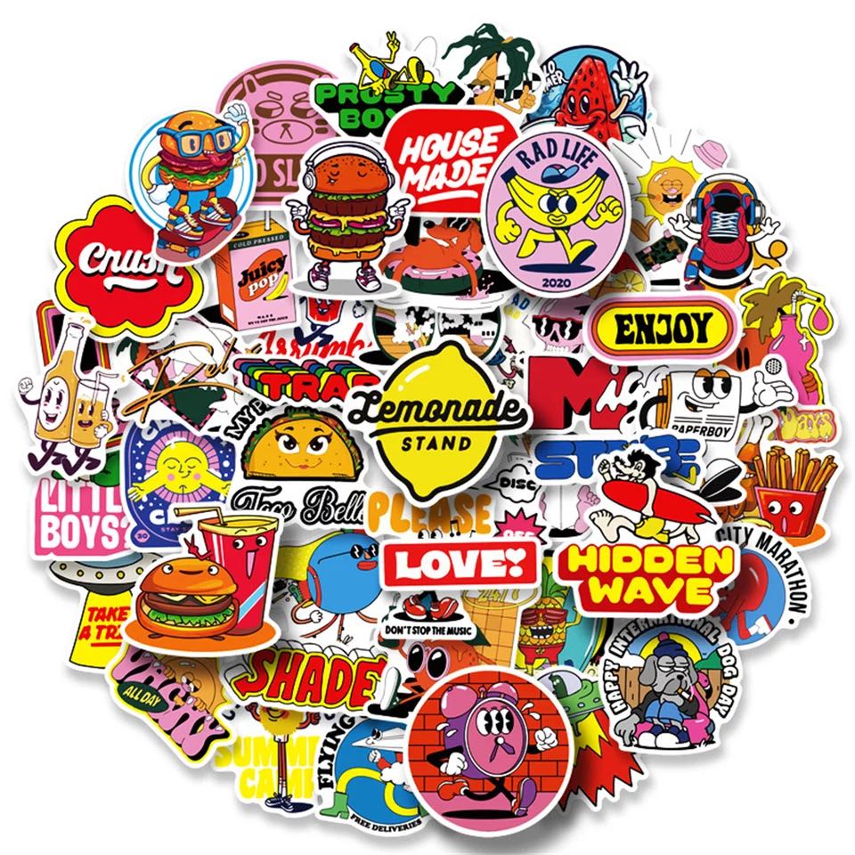 Pack of 50Pcs Animerican Food Funny Graffiti Stickers for Girls Gifts No-Duplicate Waterproof Vinly Sticker for Luggage Skateboard Notebook Water Bottle Car decals, Multi-color
Pack of 50Pcs Animerican Food Funny Graffiti Stickers for Girls Gifts No-Duplicate Waterproof Vinly Sticker for Luggage Skateboard Notebook Water Bottle Car decals, Multi-color