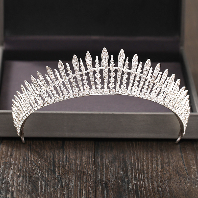 Silver Color Crystal and Tiara Accessories Bridal Tiaras Hair Crown Wedding Headpiece Women Diadem 220726