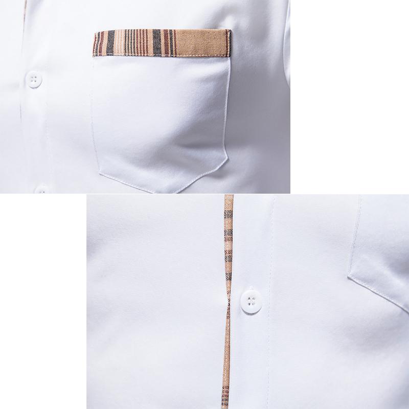 Men's Casual Shirts Autumn Plaid Patchwork Formal For Men Slim Long Sleeve White Button Up Shirt Dress Business Office Camisas AAA Discount for i