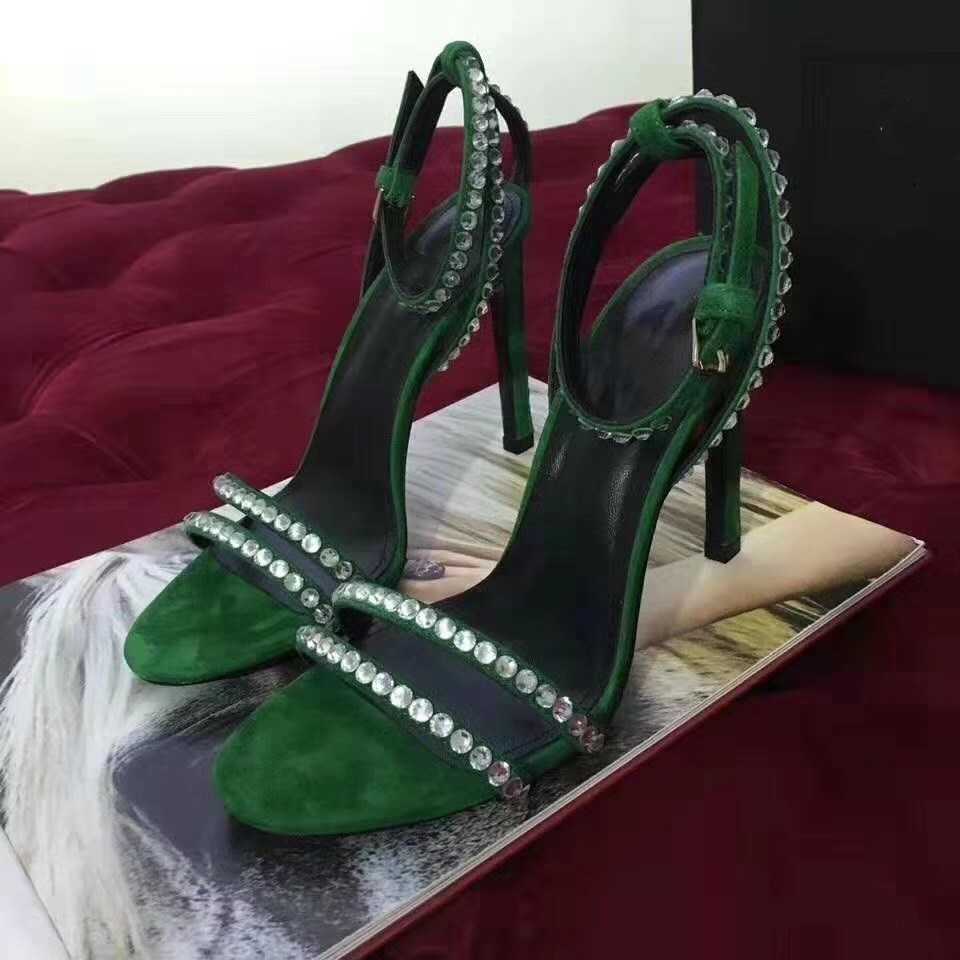 Summer all match leather women shoes waterproof platform style rhinestone high heels buckle strap stiletto heel fashion open toe sandals