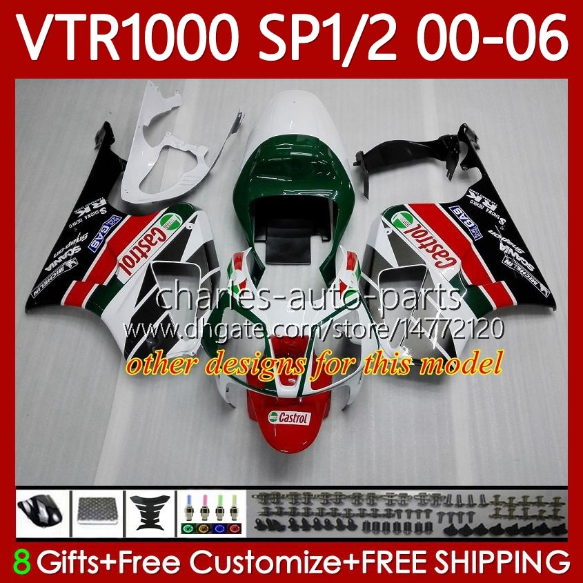 Body Kit For HONDA VTR1000 RTV1000 RC51 00 01 02 03 04 05 06 Bodywork 123No.62 VTR 1000 SP1 SP2 Red white green 2000 2001 2002 2003 2004 2005 2006 VTR - view 8