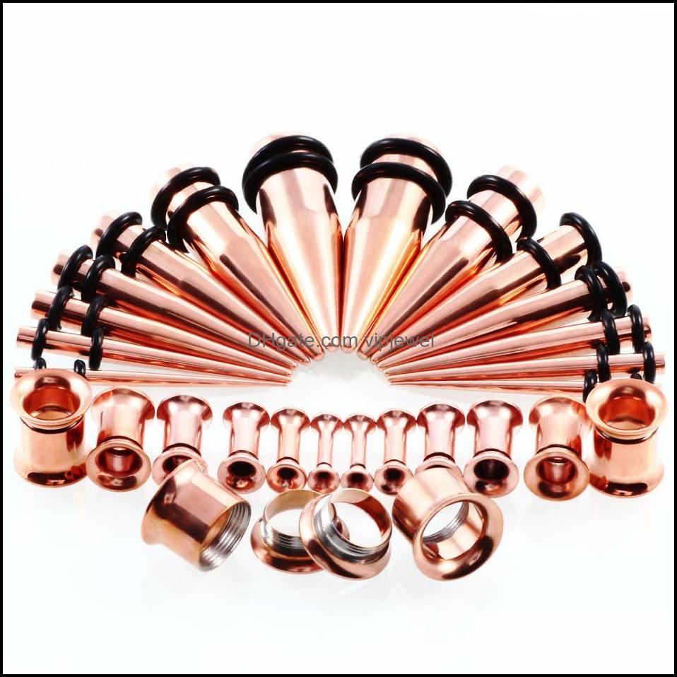 Plugs Tunnels Body Jewelry 28Pcs/Set Ear Stretching Kit And Tapers Gauges Set Stainless Steel Taper With Earring Dh0Qb