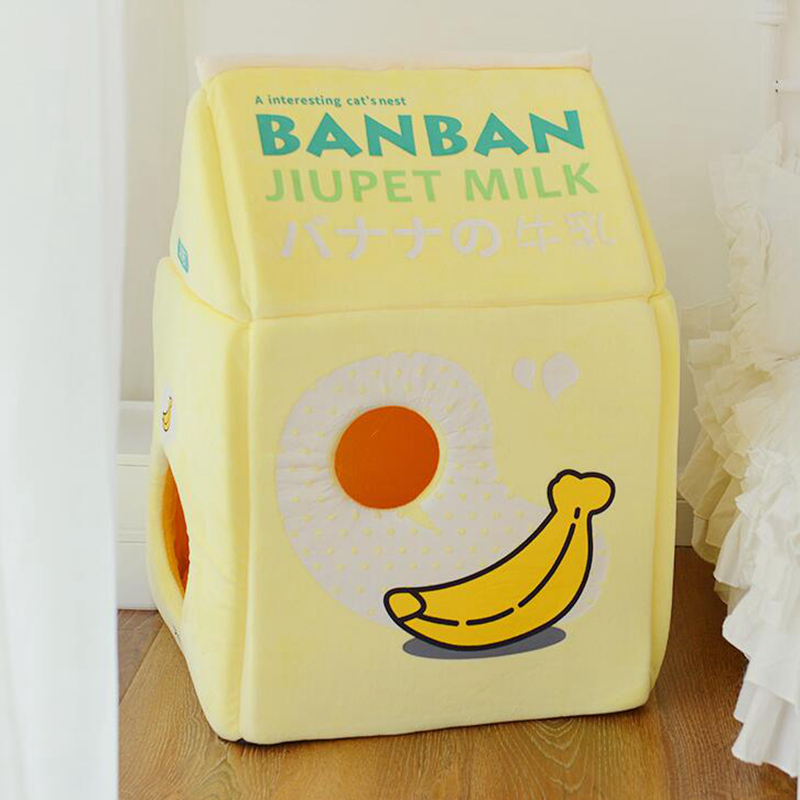 Strawberry Milk Banana Cat Bed House 220323