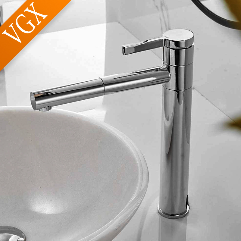 VGX Bathroom Faucets High Basin Mixer Sink Tall Faucet Gourmet Washbasin Taps Water Tap Cold 360 Tapware Crane Brass Black 220713