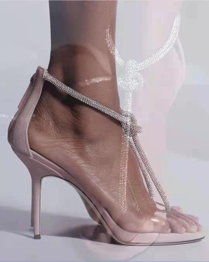 Sandals Bling Crystal T-bar Strap Women Peep Toe Cut-out White Wedding Shoes Bride Rhinestone Gladiator Plus Size