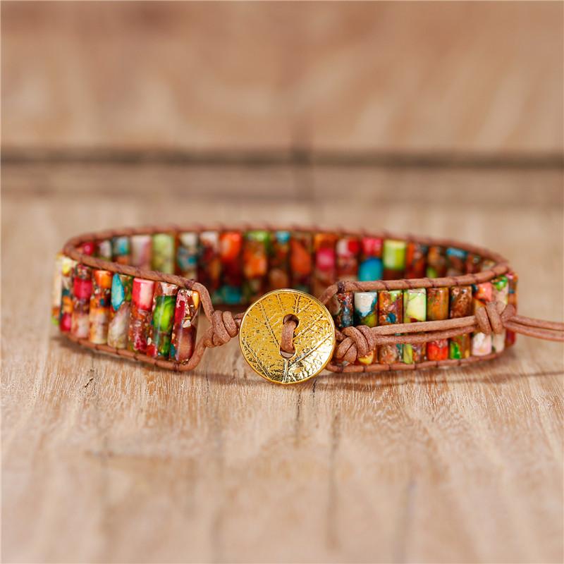Charm Bracelets Natural Stone Leather Wrap Bracelet Multi Colors Tube Jaspers Beaded Cuff Yoga Bangle Jewelry Wholesale DropCharm
Charm Bracelets Natural Stone Leather Wrap Bracelet Multi Colors Tube Jaspers Beaded Cuff Yoga Bangle Jewelry Wholesale DropCharm