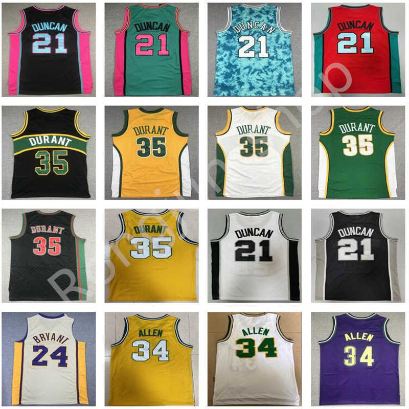 Retro Stitched Basketball Tim Duncan 21 Ray Allen 34 Kevin Durant 35 Black Green White Yellow jerseys Vintage''nba''Jersey
Retro Stitched Basketball Tim Duncan 21 Ray Allen 34 Kevin Durant 35 Black Green White Yellow jerseys Vintage''nba''Jersey