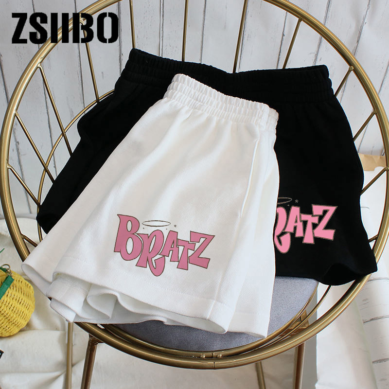 Elastic waist casual beach party hanbok size high waist letter cute printed sports shorts female summer female shorts Shorts Y2k 220527