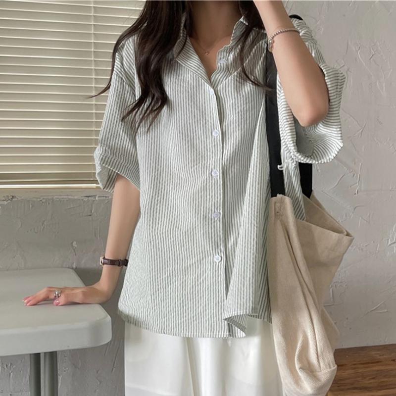 Women's Blouses & Shirts HziriP 2022 Lazy Retro Style Loose Striped Casual Oversize Half Sleeves Summer All Match Femme Streetwear Basewear, Green
Women's Blouses & Shirts HziriP 2022 Lazy Retro Style Loose Striped Casual Oversize Half Sleeves Summer All Match Femme Streetwear Basewear, Green
