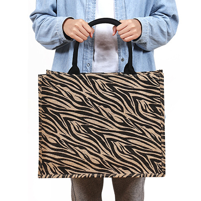 Linen Shopping Handbags Casual Ladies Animal Printed Pattern Tote Square Large Capacity Storage Top-Handle Bag CX220325