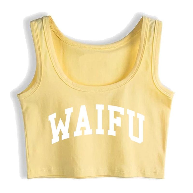 Crop Top Female Waifu Cute Anime Casual White Cotton Tops Women 220325