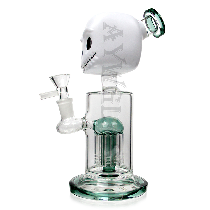 

10.5 inches 8arm trees perc hookah 3D carton glass bong dab rigs smoking water pipe Oil Rig Recycler smoke bongs tobacco 14.4 mm joint size cool bong