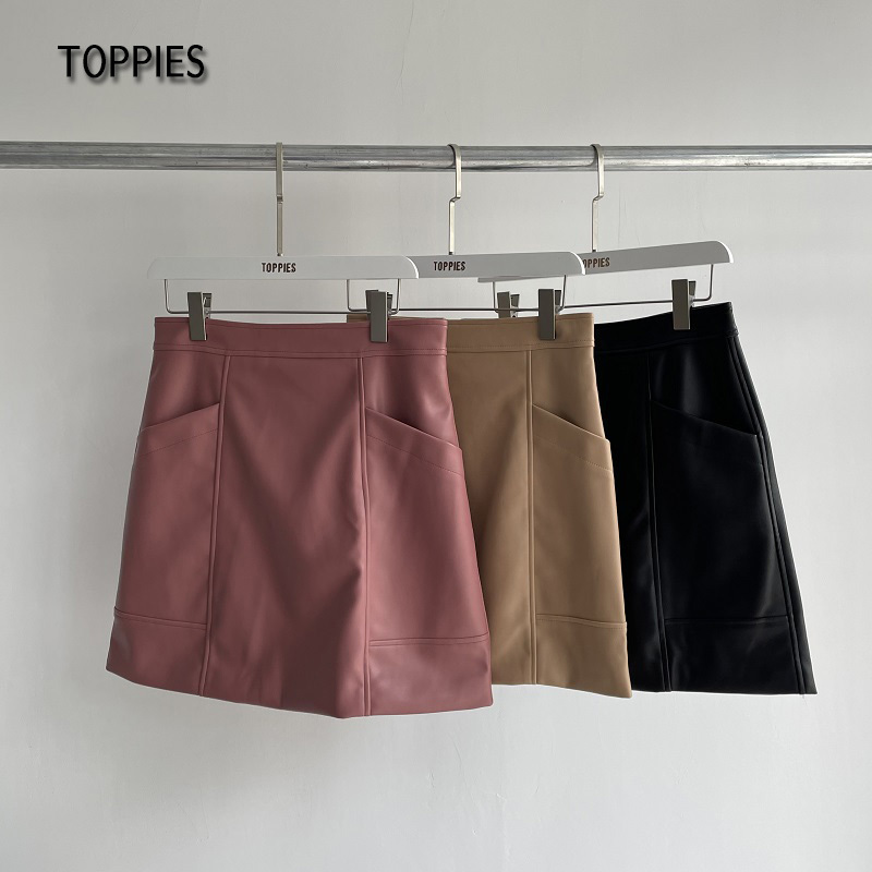 Toppies Leather Skirt High Waist Women Office Lady Mini Female Casual A-line Short s 220322