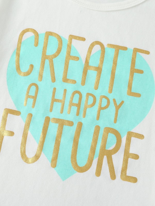 Toddler Girls Heart And Slogan Graphic Tee & Asymmetrical Skirt SHE