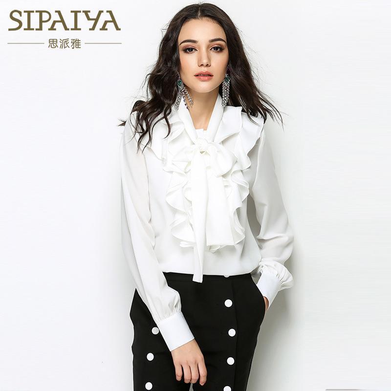 Women' Blouses & Shirts Winter Autumn Elegant Brand Korean Suit Offical Solid Color Shirt Ruffles Blouse Bow With Lantern Sleeve OL Lady To, White
Women' Blouses & Shirts Winter Autumn Elegant Brand Korean Suit Offical Solid Color Shirt Ruffles Blouse Bow With Lantern Sleeve OL Lady To, White