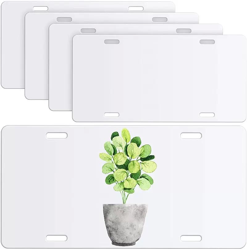 3x6inch 4x7 6x12inches 4 Holes Sublimation Aluminum License Plate Decor Blank White Advertising Plates DIY Custom Logo Car Number Sheet AA