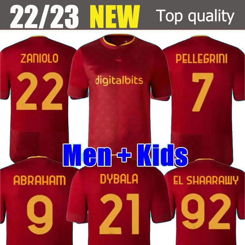 22 23 DYBALA SOCCER JERSEYS ROMA home final Pastore Abraham 2022 2023 player version totti Zaniolo MANCINI KUMBULLA men kids kit FOOTBALL EL SHAARAWY Uniform
22 23 DYBALA SOCCER JERSEYS ROMA home final Pastore Abraham 2022 2023 player version totti Zaniolo MANCINI KUMBULLA men kids kit FOOTBALL EL SHAARAWY Uniform