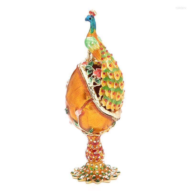 Jewelry Pouches Bags Peacock Shape Faberge-Egg Series Hand Painted Trinket Box With Rich Enamel Sparkling Rhinestones Unique Gift Easter Day
Jewelry Pouches Bags Peacock Shape Faberge-Egg Series Hand Painted Trinket Box With Rich Enamel Sparkling Rhinestones Unique Gift Easter Day