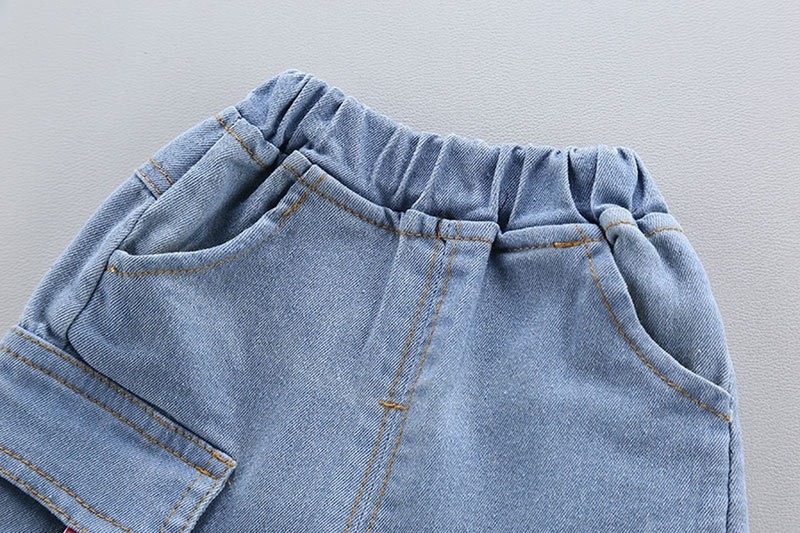 Cool Kid Boys Summer Clothes Outfit With Sunhat Fashion Graffiti Short-sleeved T-shirt Denim Shorts Set Children Pants Clothing 220509