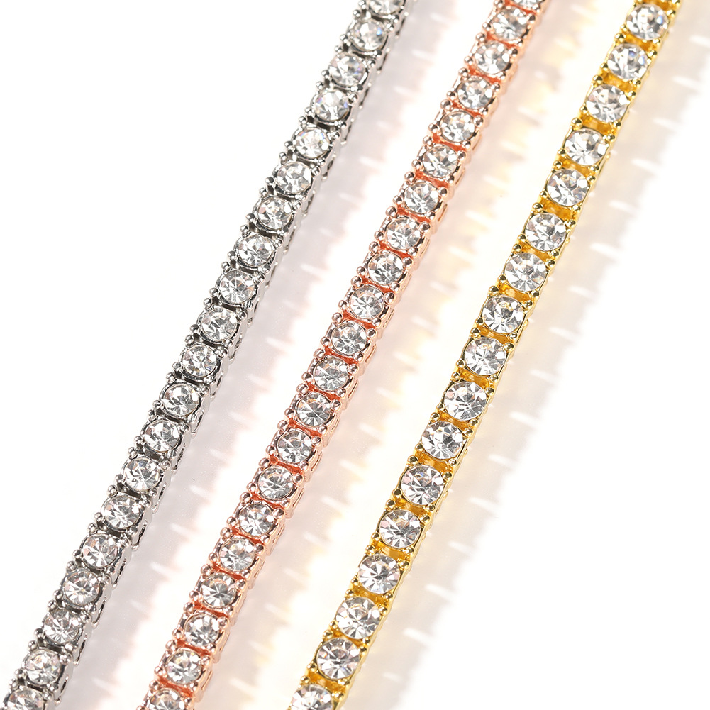 3mm/4mm Diamond Tennis Chain Necklace TopBling Gold Plated Jewelry Hip Hop Chains Necklace
