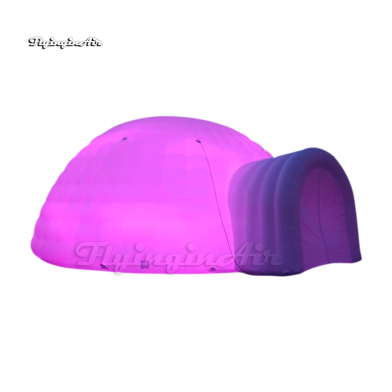 Lighting Inflatable Dome Tent White LED Igloo 10m PVC Coated Fabric Air Blow Up Tent With RGB Light For Outdoor Party And Wedding Event