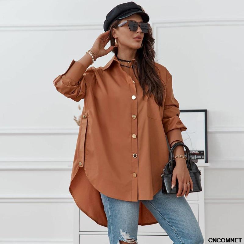Women' Blouses & Shirts Women Solid Color Single-Breasted Pocket Turn-down Collar Long Sleeve Casual Loose Cardigan Top For Femme Clothing, Black
Women' Blouses & Shirts Women Solid Color Single-Breasted Pocket Turn-down Collar Long Sleeve Casual Loose Cardigan Top For Femme Clothing, Black