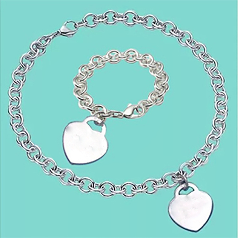 925 Silver LOVE Heart Necklace Bracelet Sets Birthday Christmas Gift designer jewelry Wedding Statement Pendant bracelets Necklaces Bangle 001, 015
925 Silver LOVE Heart Necklace Bracelet Sets Birthday Christmas Gift designer jewelry Wedding Statement Pendant bracelets Necklaces Bangle 001, 015