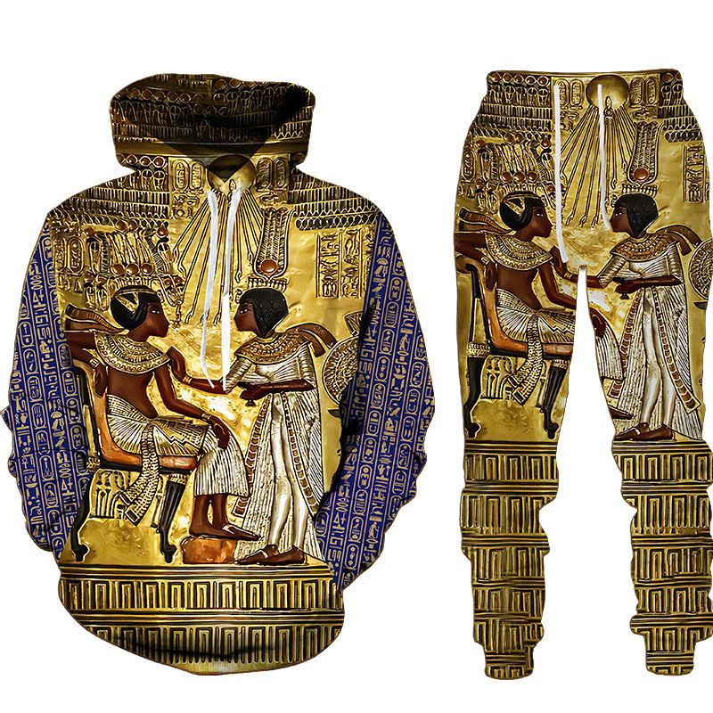 Horus Egyptian God Eye of Egypt Pharaoh Anubis Hoodie Tracksuit Men Clothing Sets Autumn Winter Sweatpants Male Sweatshirt Suit 220609