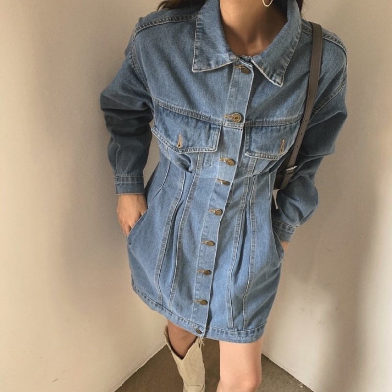 Spring Fashion Causal Blue Denim Dress High Street Long Sleeve Women SingleBreasted Party Short Femme 210526
Spring Fashion Causal Blue Denim Dress High Street Long Sleeve Women SingleBreasted Party Short Femme 210526